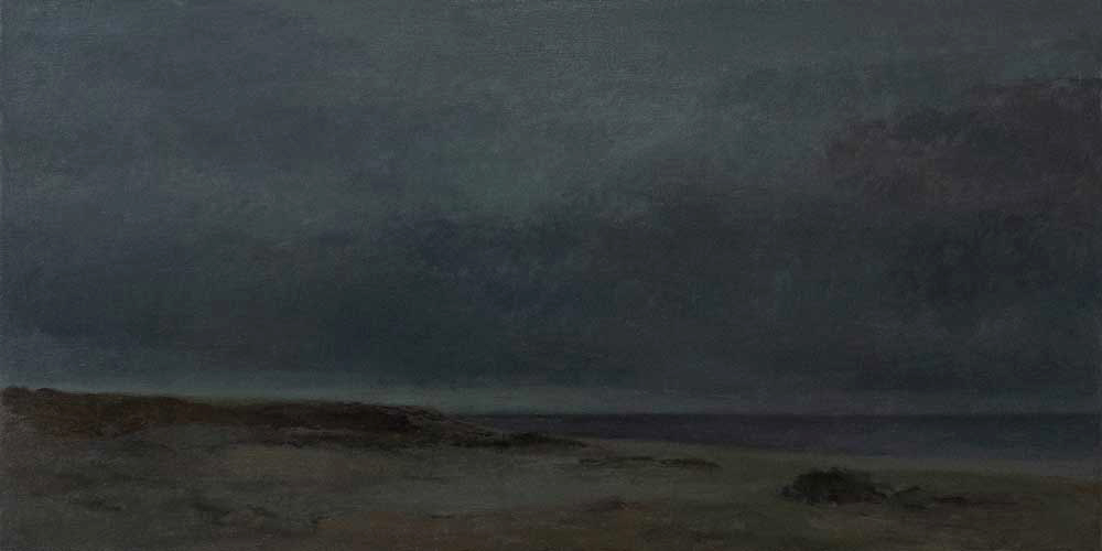 kustlandschap bij avond | 2016 | olieverf/linnen | 120x60 cm