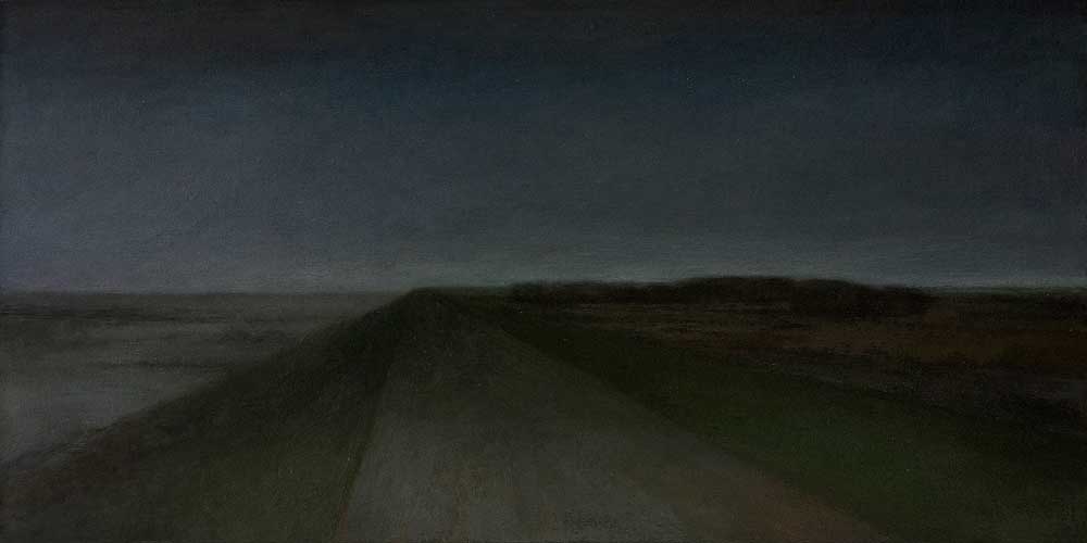 waddendijk bij avond | 2015 | olieverf/linnen | 100x50 cm